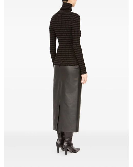 MM6 by Maison Margiela Black Ribbed Knit Turtleneck T-Shirt