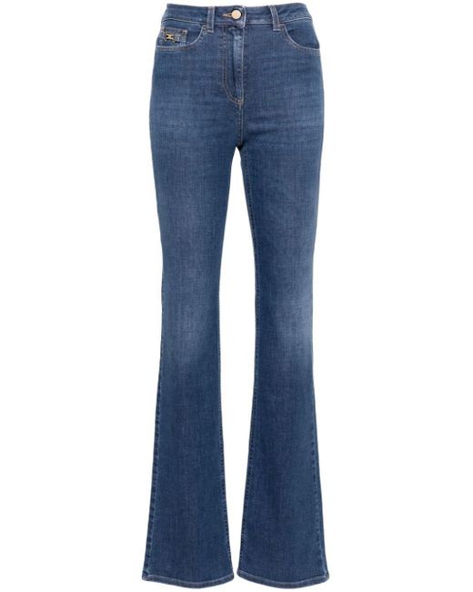 Elisabetta Franchi High Waist Bootcut Jeans in het Blue