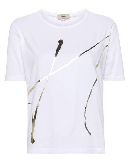 Herno White Logo-Print Cotton T-Shirt