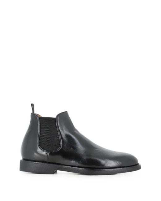 Officine Creative Black Leather Chelsea Boots for men