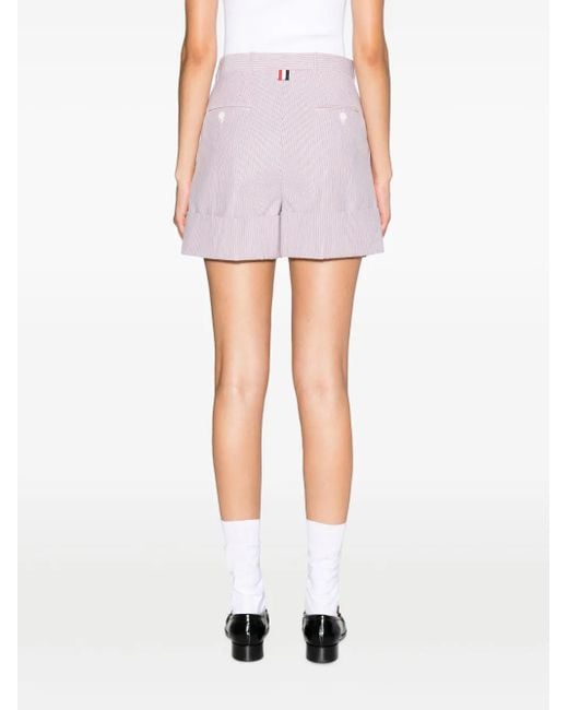 Thom Browne Pink Striped High-Waist Shorts