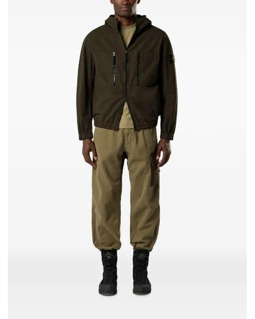 Stone Island Green Compass Patch Hooded Jacket for men