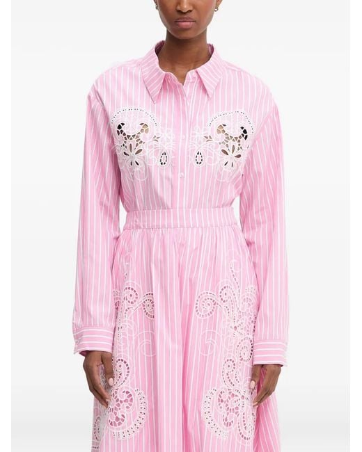 Morgan Pink Broderie-Anglaise Striped Shirt