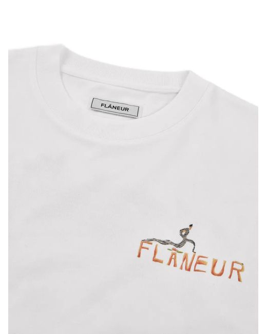flâneur White Logo-Print T-Shirt for men