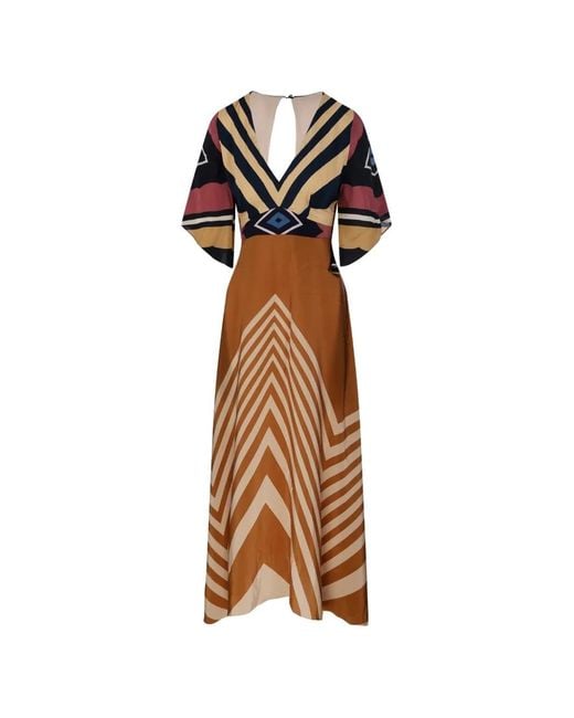 VOLANTIS Brown Astral Maxi Dress