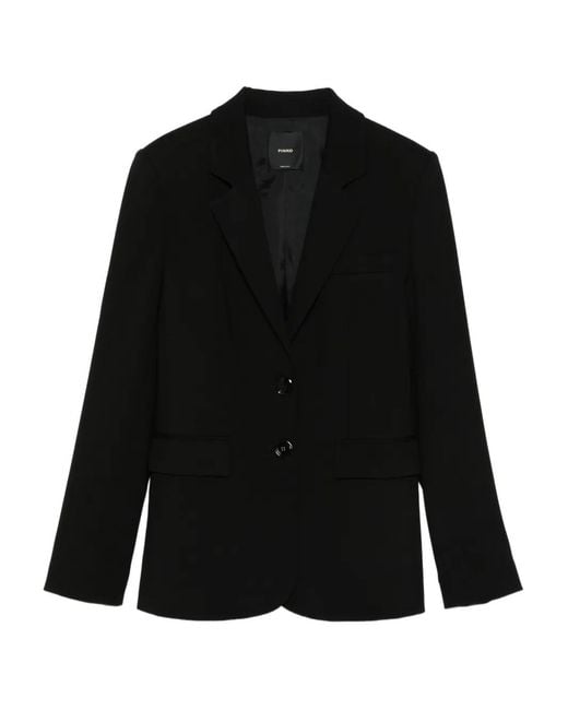 Pinko Black Tailored Jacket With Notched Lapel And Structured Shoulders
