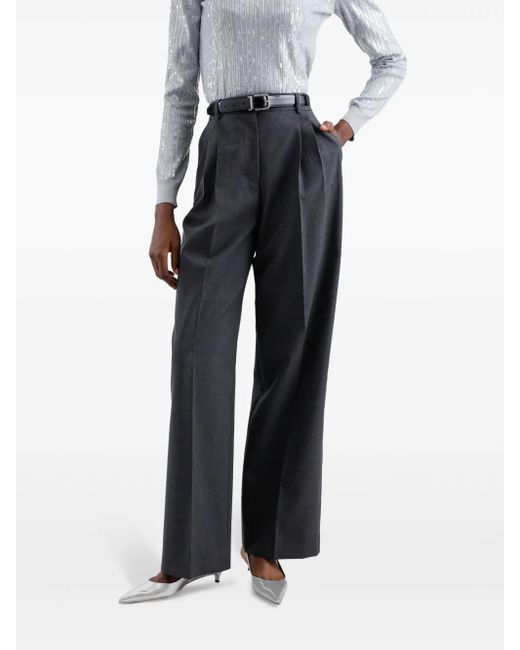 Dolce & Gabbana Blue Pressed Crease Straight-Leg Trousers