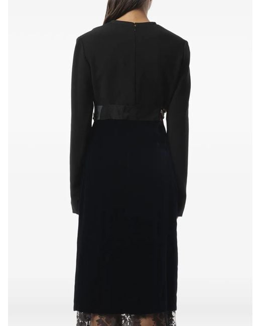 Lanvin Black Crystal-Embellished Lace-Trim Dress