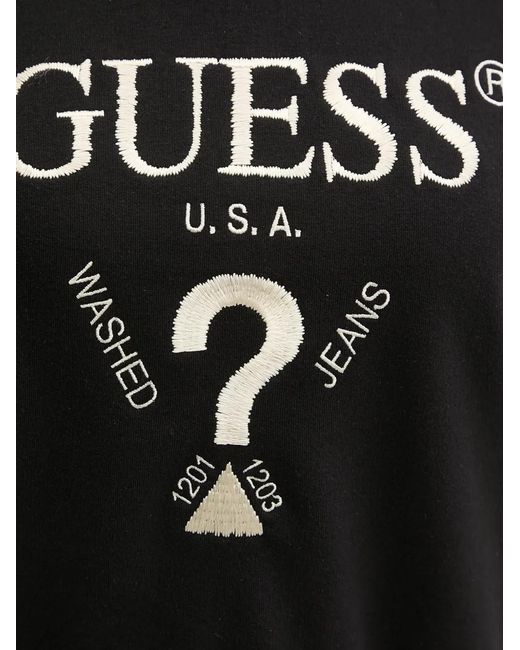 Guess Black Logo-Embroidered Striped-Sleeve Hoodie