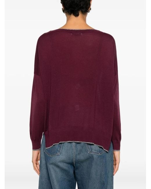 Gran Sasso Purple Contrasting-Trim Top