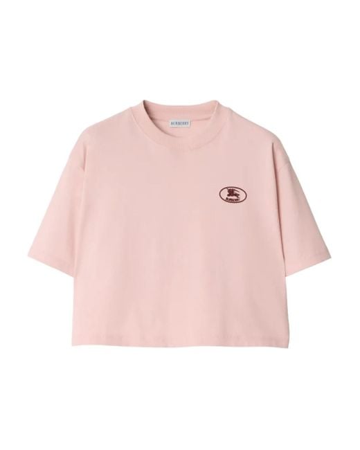 Camiseta corta de algodón Burberry de color Pink