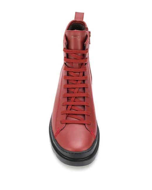 Camper Red Brutus Lace-Up Boots