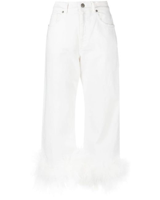 P.A.R.O.S.H. White Jeans mit Federnsaum