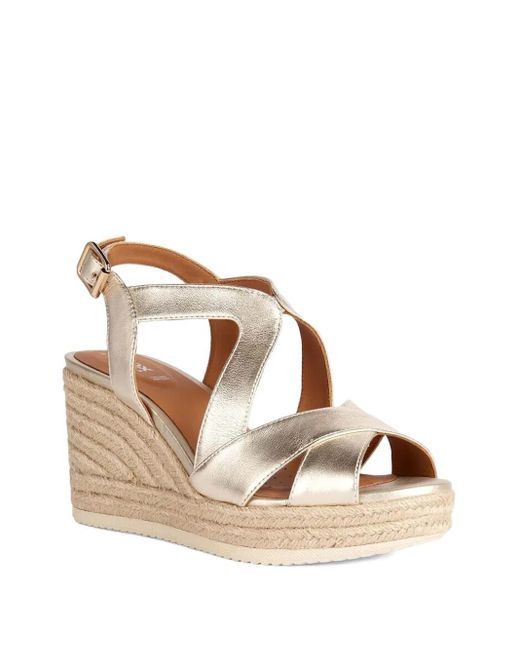 Geox Natural Leather Wedge Espadrilles