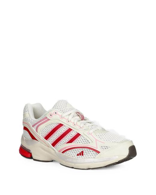 Adidas Pink Mesh-Panelled Logo-Patch Sneakers