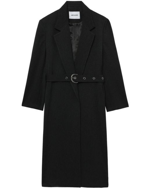 Low Classic Black Belted Single-breasted Coat