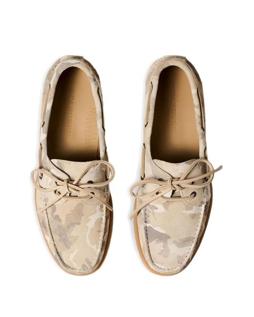 Scarosso White Camouflage Suede Boat Shoes for men