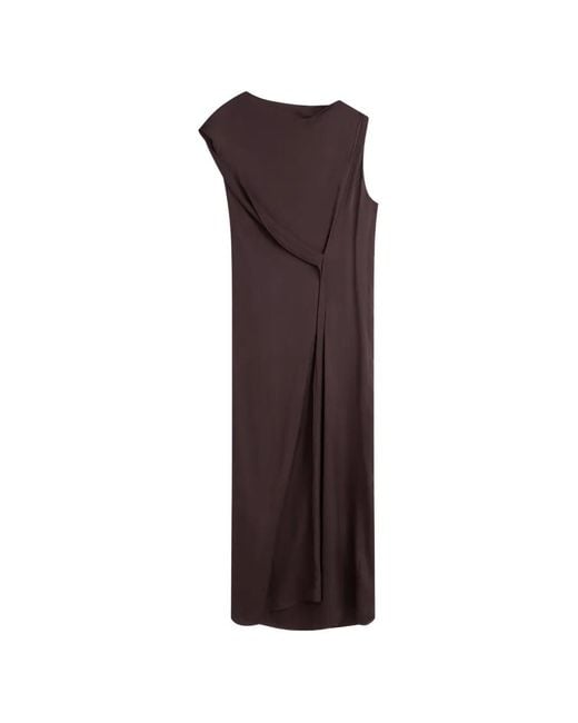 Bondi Born Brown Ardea Draped Asymmetric Maxi Dress