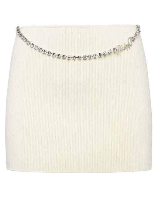 Philipp Plein Natural Signature Mini Skirt