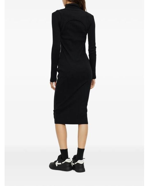 Off-White c/o Virgil Abloh Black Cut-Out Turtleneck Midi Dress