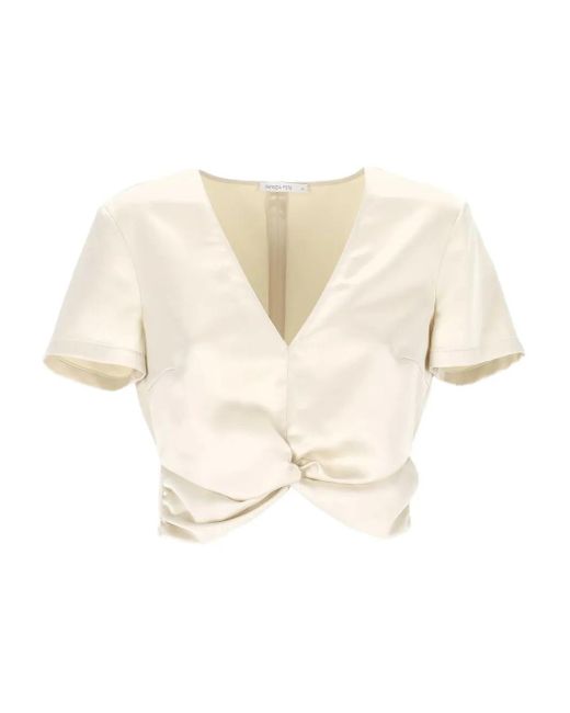 Patrizia Pepe Natural Twist-Front Satin Top
