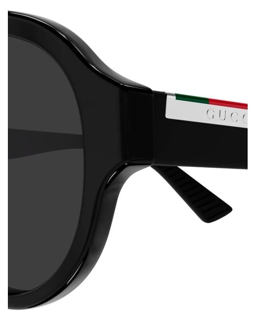 Gucci Black Web-Stripe Pilot Sunglasses for men