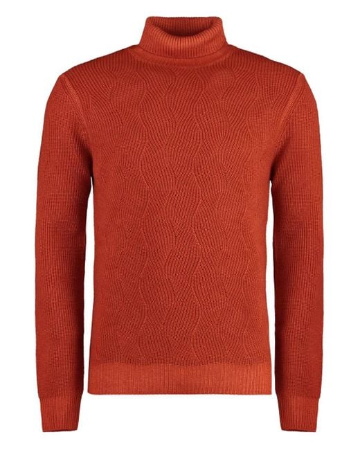 Moorer Gerippter Rollkragenpullover in Red für Herren