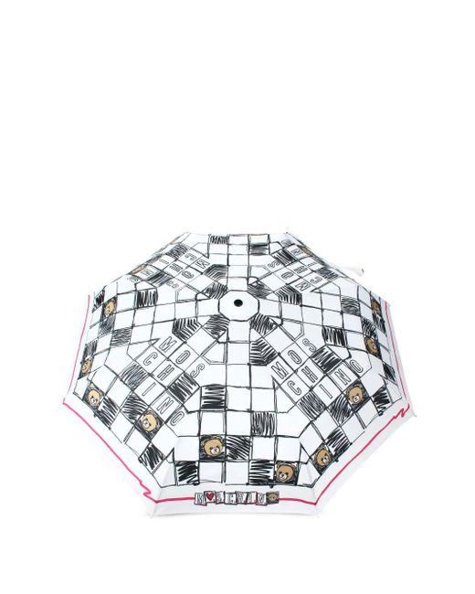 Ombrello A Quadri di Moschino in White