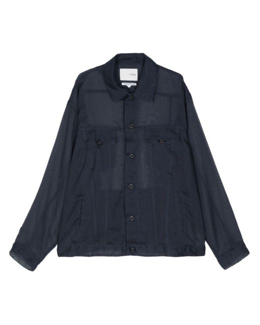 Yoshio Kubo Blue Organdy Semi-sheer Shirt Jacket for men