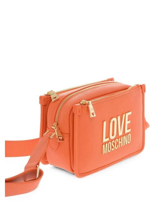 Love Moschino Orange Logo-Plaque Shoulder Bag