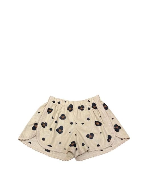 ORSINA Natural Animal-Print Lace-Trim Shorts