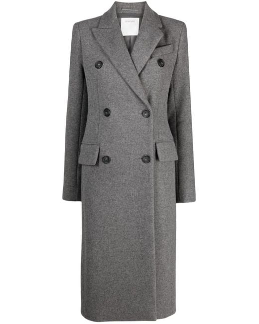 Sportmax Gray Double-breasted Wool-cashmere Coat