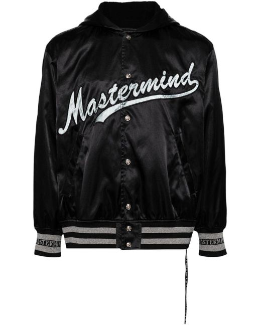 Mastermind Japan Black Hooded Varsity Jacket for men