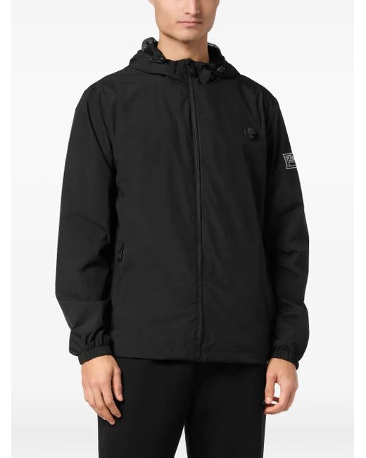 Philipp Plein Black Zip-Up Windbreaker Jacket for men