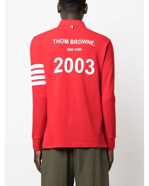 Thom Browne Red 4-Bar Stripe 2003-Print Polo Shirt for men
