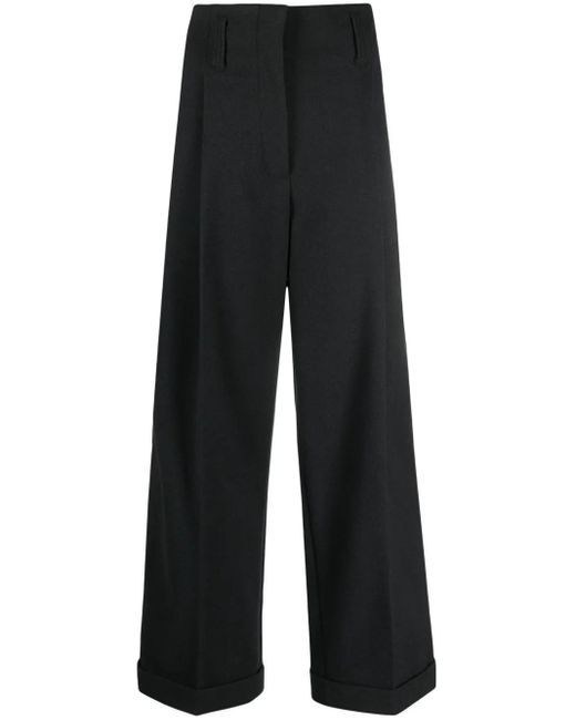 Philosophy Di Lorenzo Serafini Black High-Waisted Pleated Wide-Leg Trousers