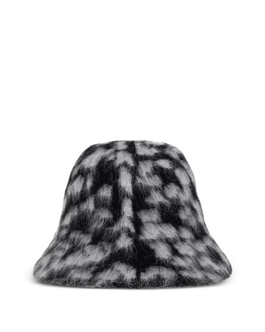 Fendi Gray Leopard-Print Logo-Patch Bucket Hat