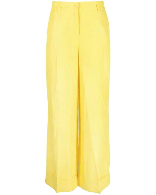 P.A.R.O.S.H. Yellow Pressed-Crease Straight-Leg Trousers