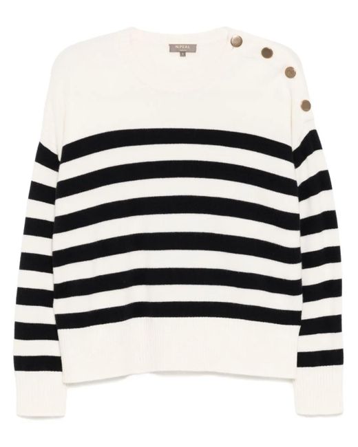 N.Peal Cashmere White Striped Sweater