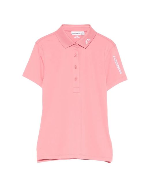 J.Lindeberg Pink Tour Tech Button Polo Top