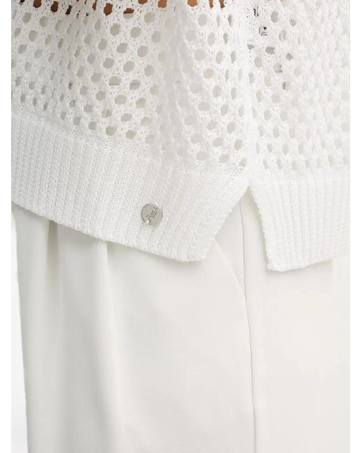 Joseph Ribkoff White Zip Mesh Polo Top