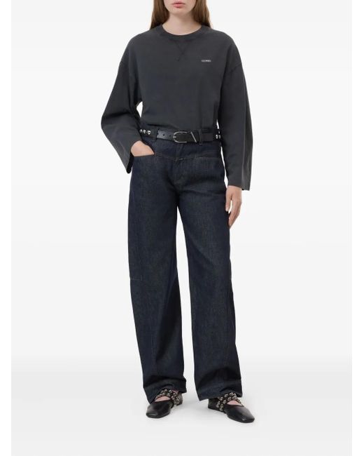 Closed Blue Crew-Neck Long-Sleeve Top