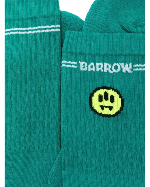Barrow Green Striped Graphic Socks for men