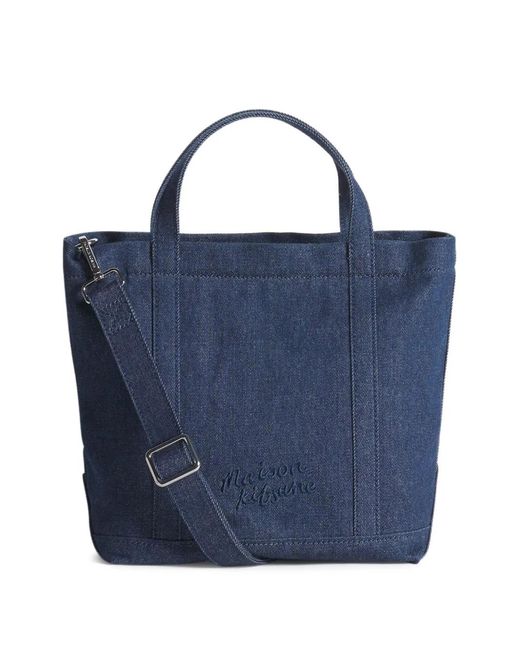 Maison Kitsuné Small Fox Head Tote Bag in Blue | Lyst
