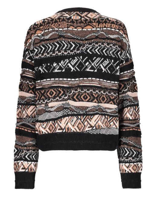 Laneus Black Patterned Sweater