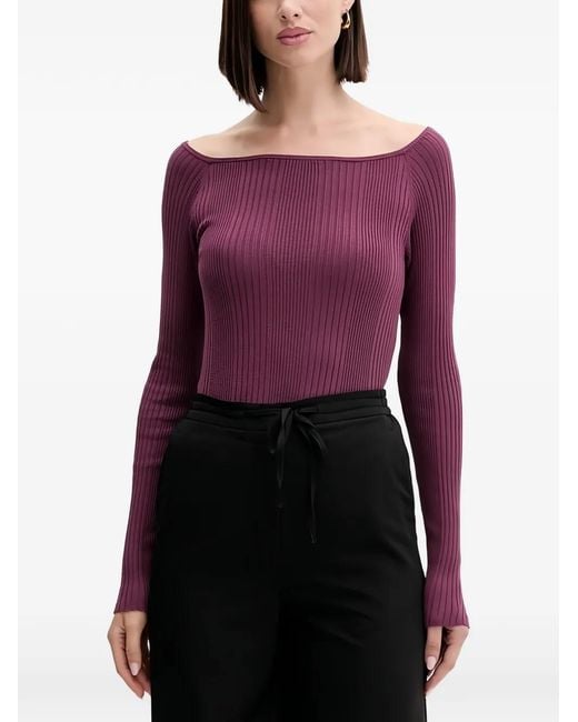 Benetton Purple Ribbed Long-Sleeved Sweater