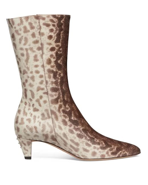 Fendi Brown 50Mm Snakeskin-Print Boots