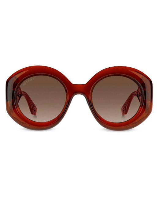 Etro Brown Paisley-print Round-frame Sunglasses