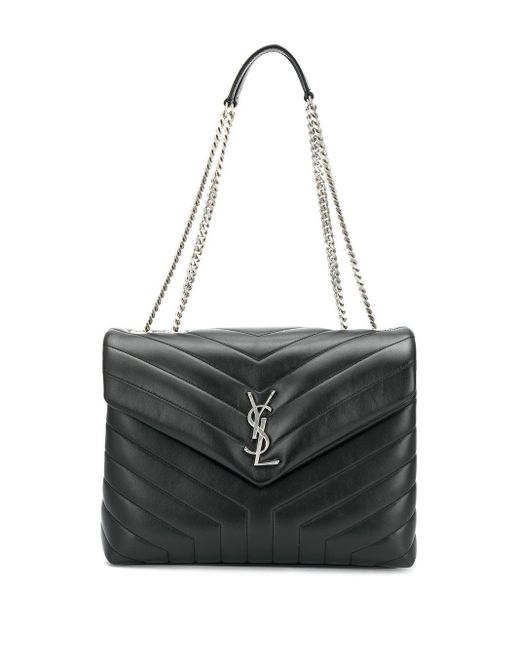 Saint Laurent Black Loulou Medium Chain Bag In Quilted "y" Leather