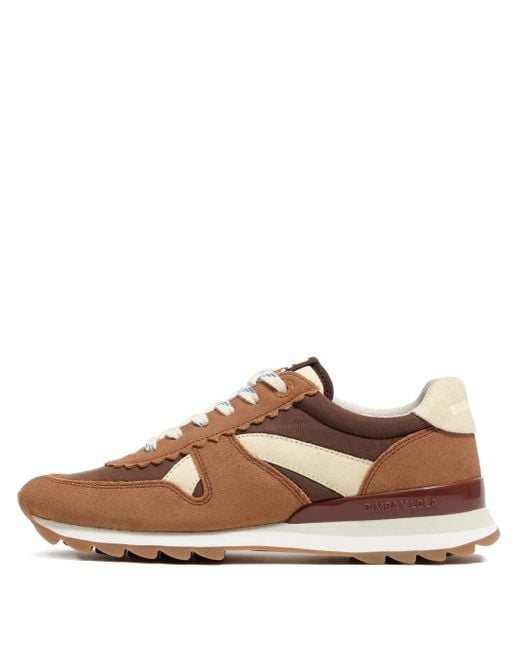 Bimba Y Lola Brown Scalloped-Panel Sneakers